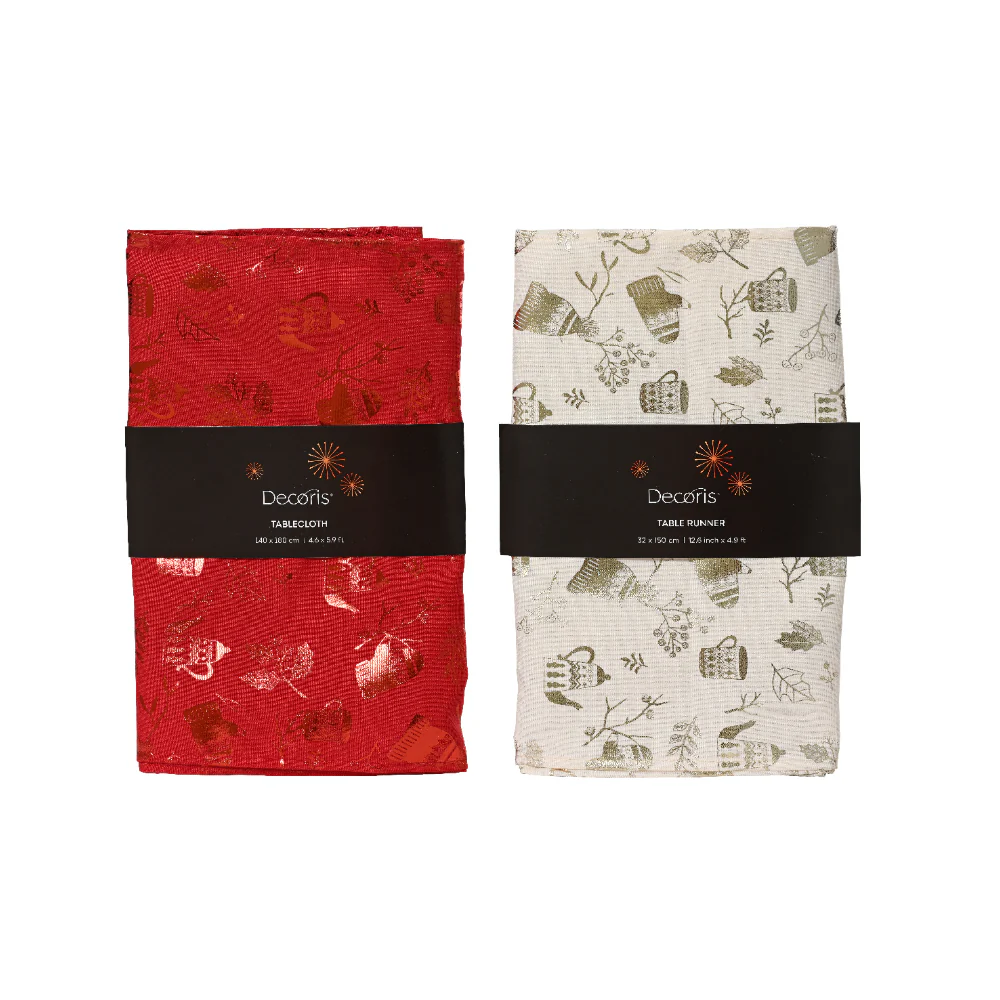 Decoris Festive Foil Print Table Runner | Assorted Colours, 32 x 150cm