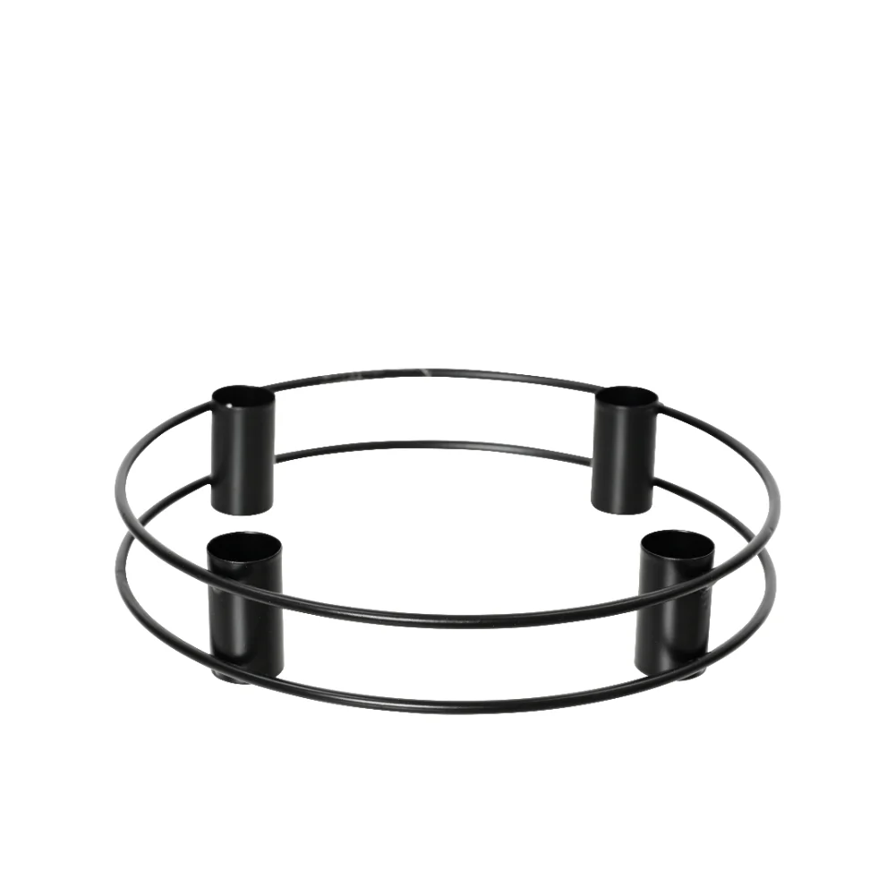 Decoris Four Taper Candle Ring Candleholder | Matte Black Iron