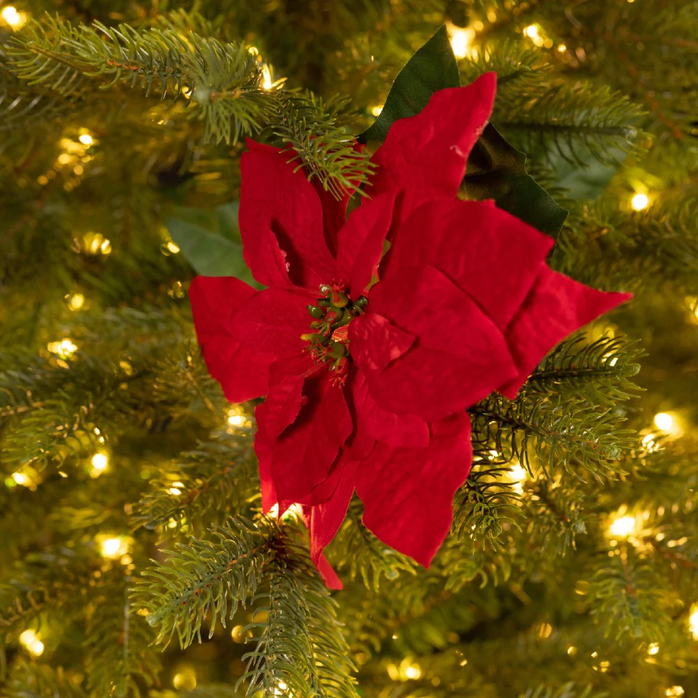 Decoris Red Poinsettia Floral Stem Christmas Decoration | 67cm - Image 2