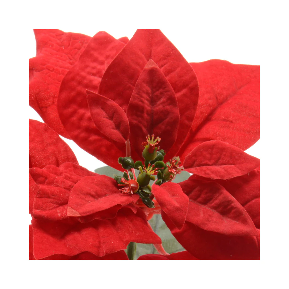 Decoris Red Poinsettia Floral Stem Christmas Decoration | 67cm - Image 3