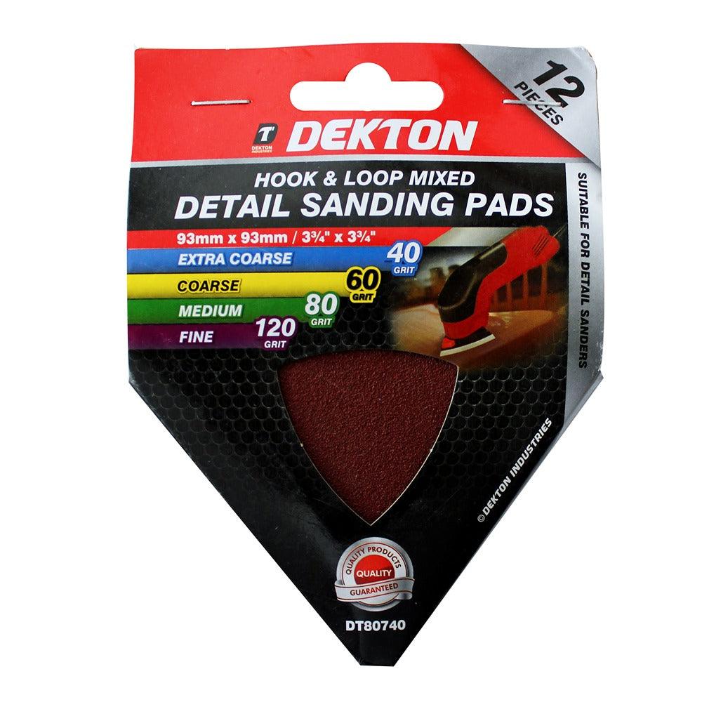 Dekton 12 Piece Hook and Loop Assorted Detail Sanding Pads | 93x93mm