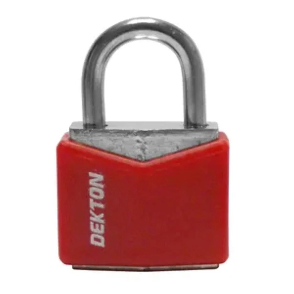 Dekton 25mm Covered Steel Padlock | Weather-Resistant Red Coating