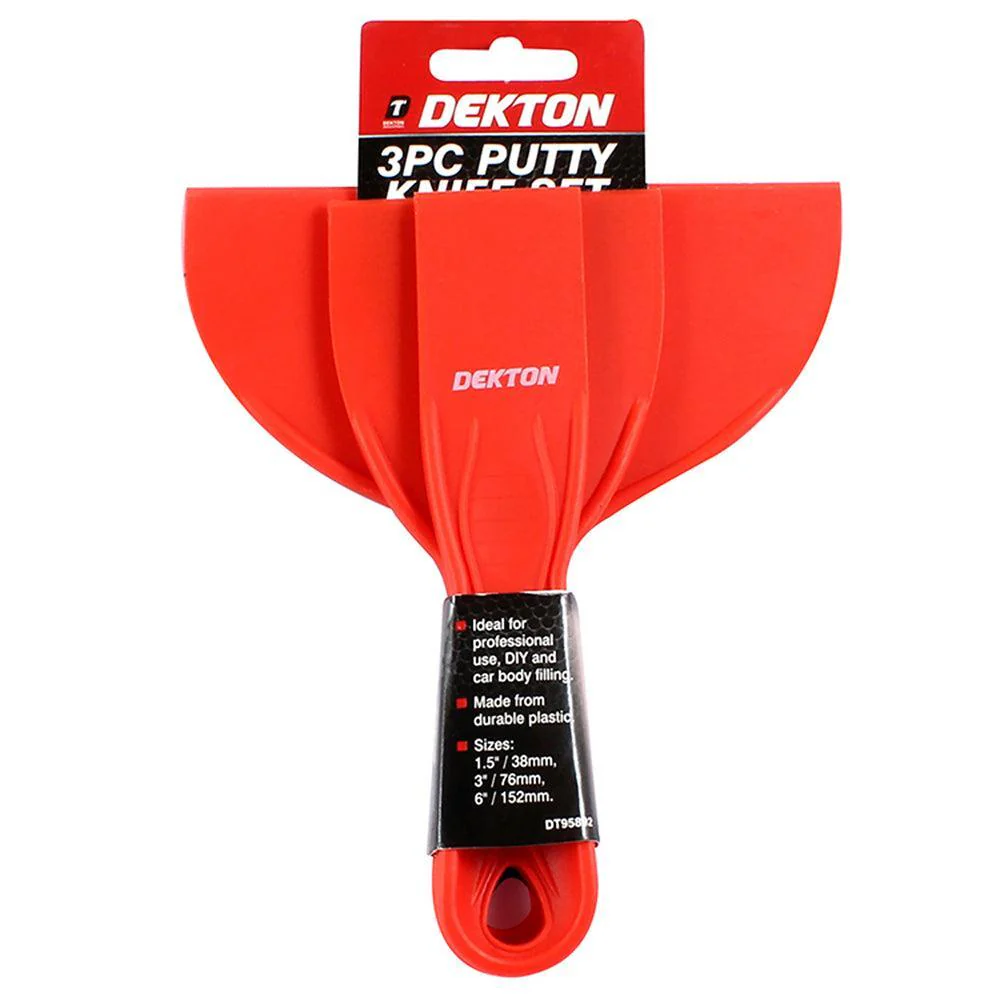 Dekton Plastic Putty Knife | Professional Use, DIY and Car Body Filling | 3 Piece Set - Image 2