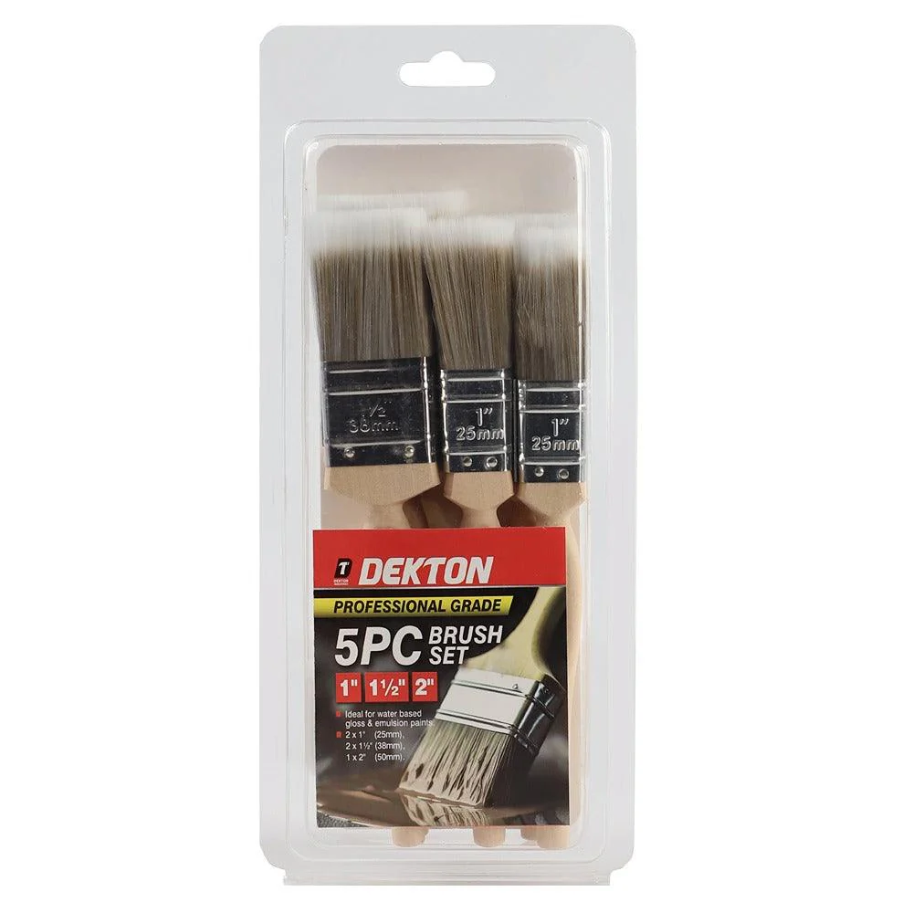 Dekton 5pc Pro Paintbrush Set | Varied Widths 50mm, 38mm, 25mm - Image 2