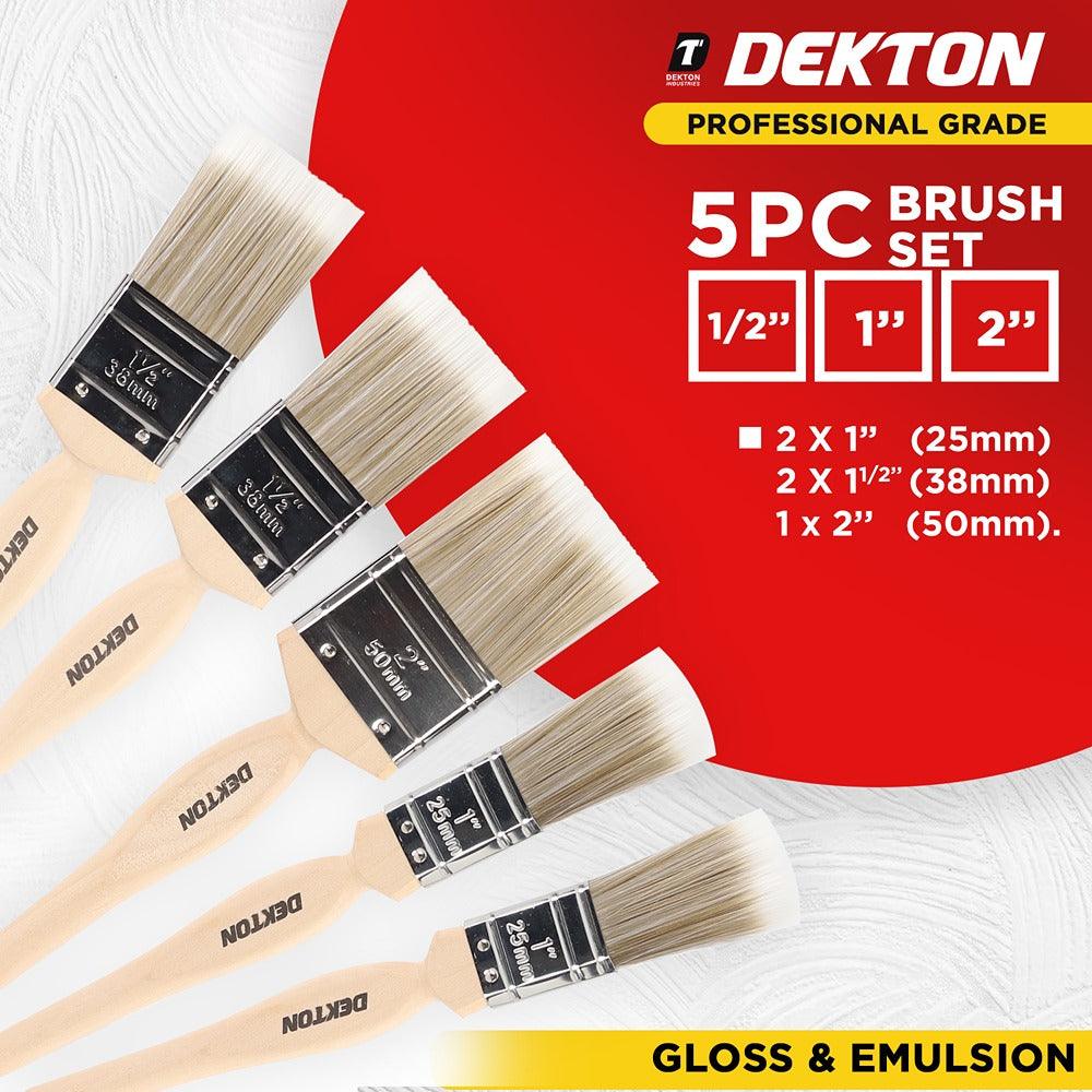 Dekton 5pc Pro Paintbrush Set | Varied Widths 50mm, 38mm, 25mm - Image 3