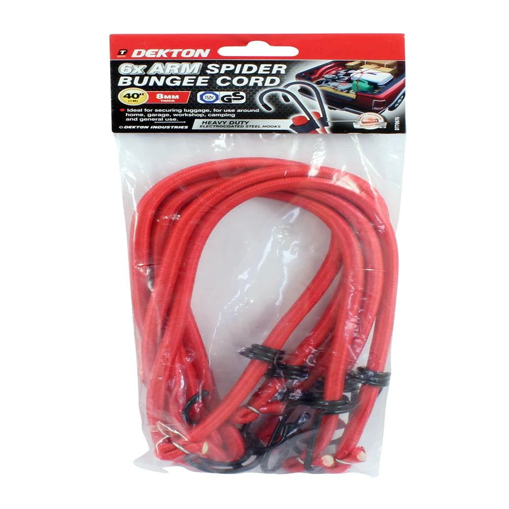 Dekton 6 Arm Bungee Cord | 40in x 8mm | Pack of 3