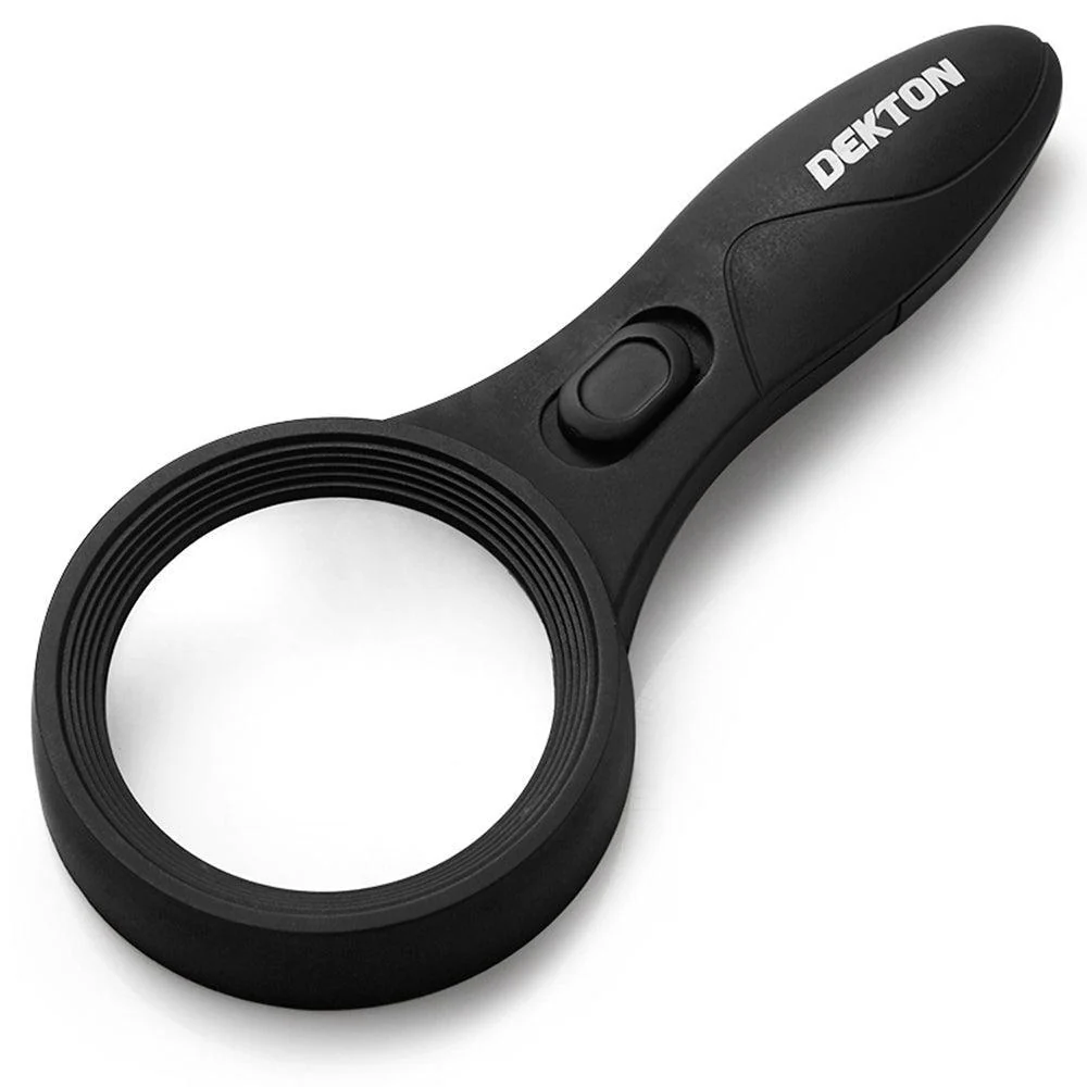 Dekton 6 LED Magnifying Glass | 4 x Magnification | 6 LEDs | UV Light | Anti Slip Grip