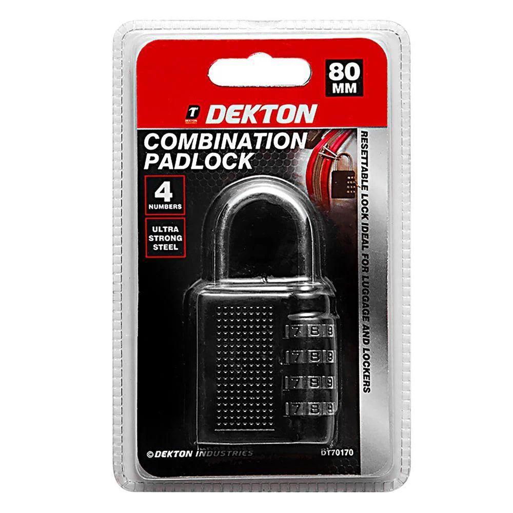 Dekton Combination Padlock | 4 Numbers | 80 mm - Image 2