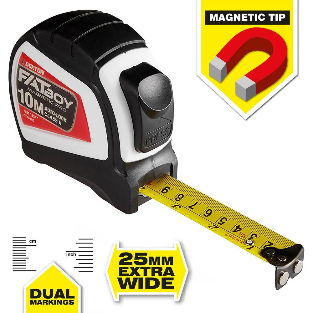 Dekton Fatboy Magnet Tape Measure | 10 m x 25 mm - Image 4