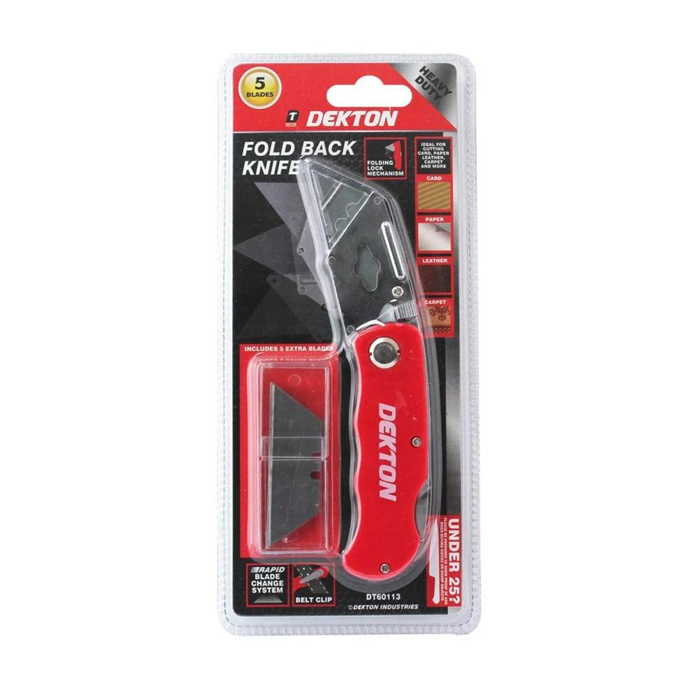 Dekton Foldable Back Knife with Ergonomic Handle | 5 Blades