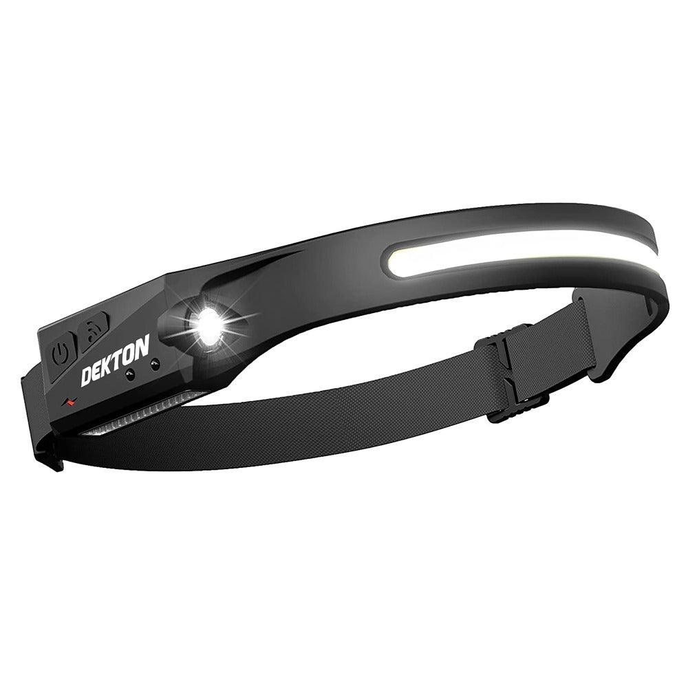 Dekton LED Rechargeable Head Torch | Water-Resistant, Adjustable Headband