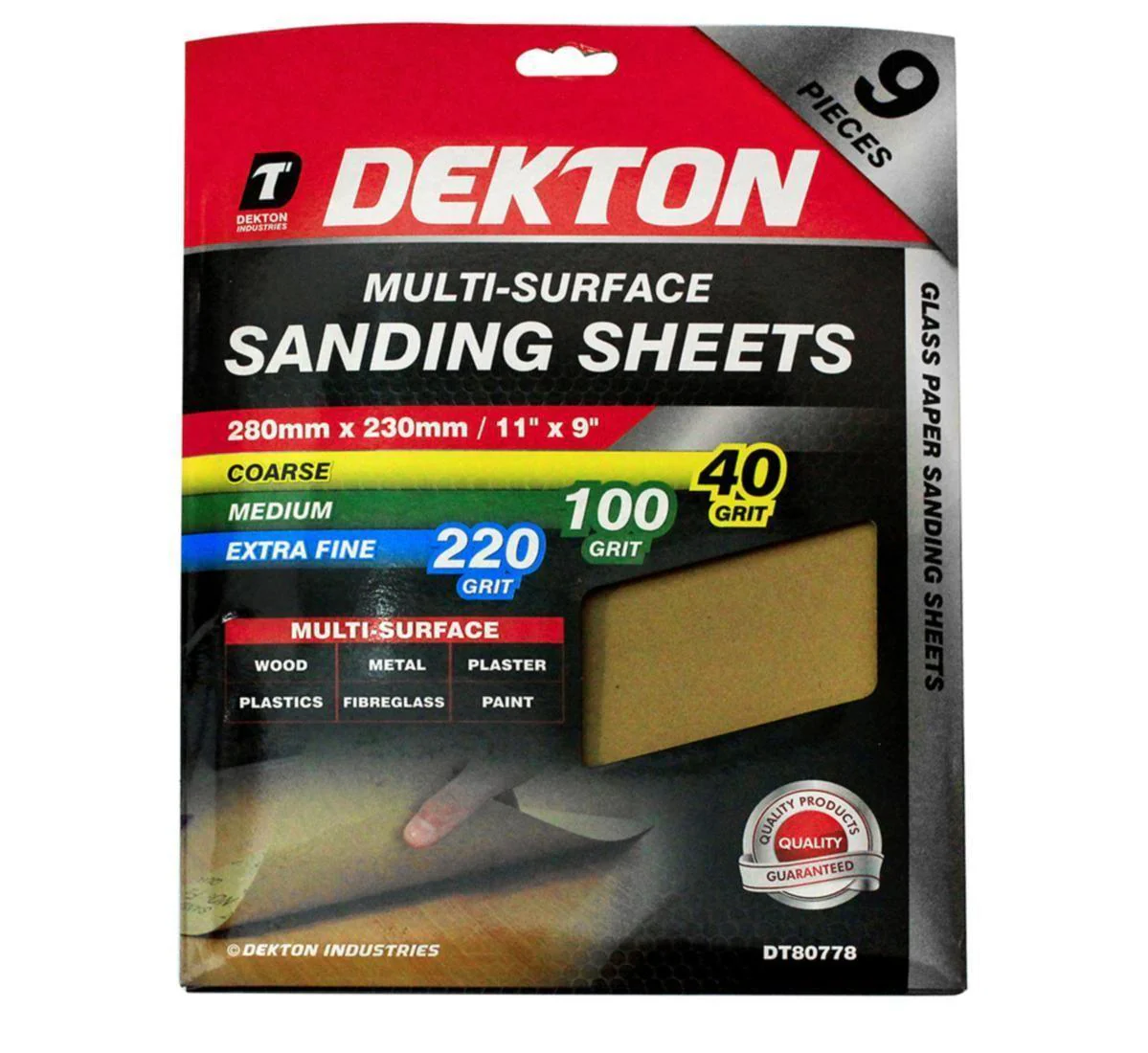 Dekton | Multi-Surface Assorted Sanding Sheets 9 Pack (Coarse, Medium & Extra Fine) DT80778