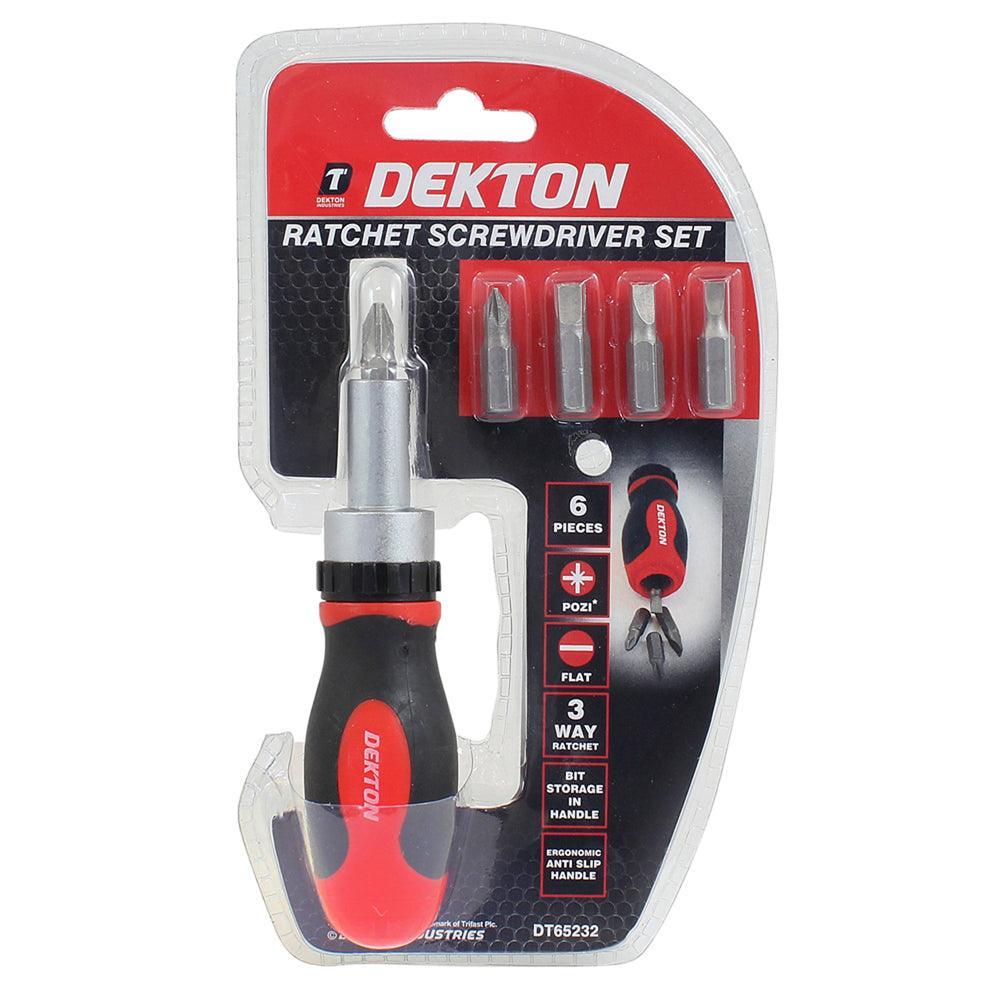 Dekton Ratchet Screwdriver Set | 5 Bits | 3 Way Ratchet - Image 2