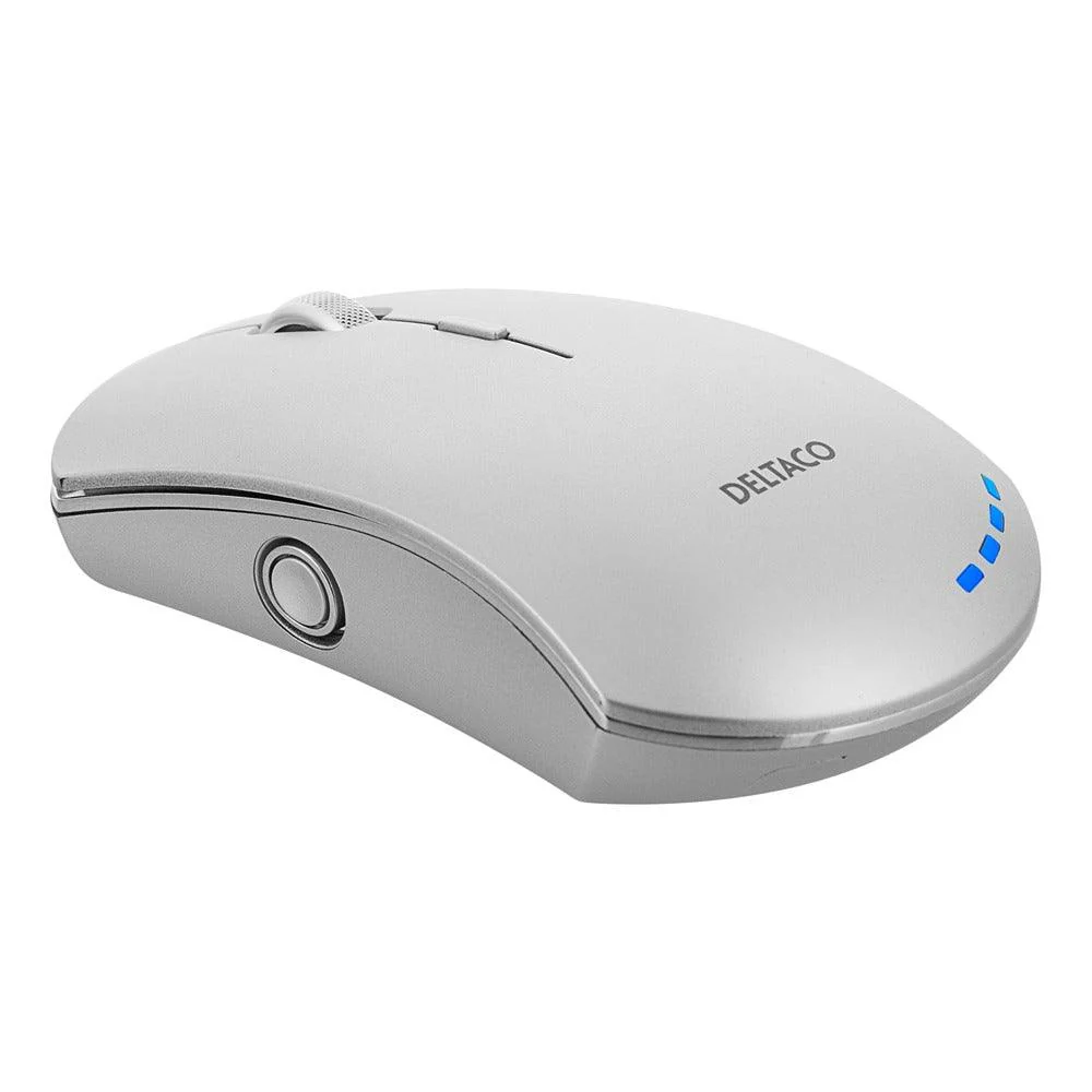 Deltaco Metallic Silver Wireless Office Mouse | USB-C Fast Charging - Image 3