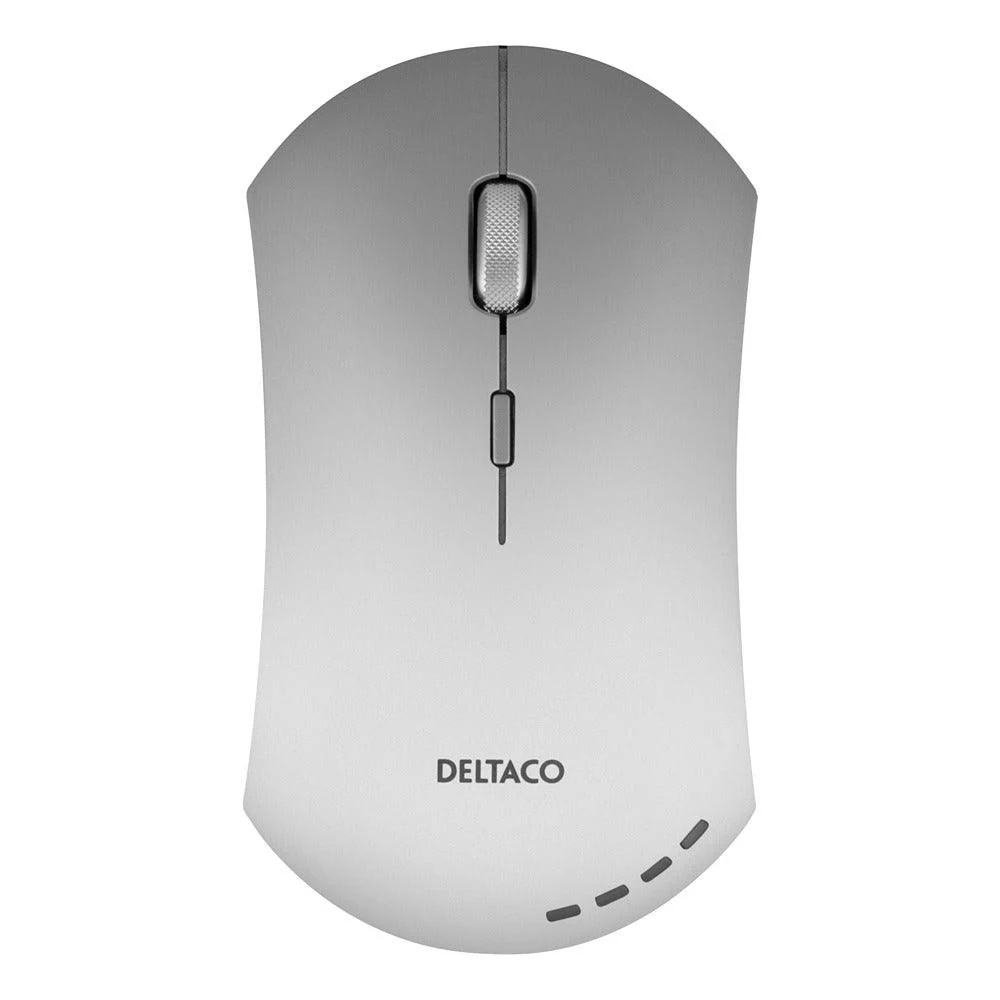 Deltaco Metallic Silver Wireless Office Mouse | USB-C Fast Charging - Image 4