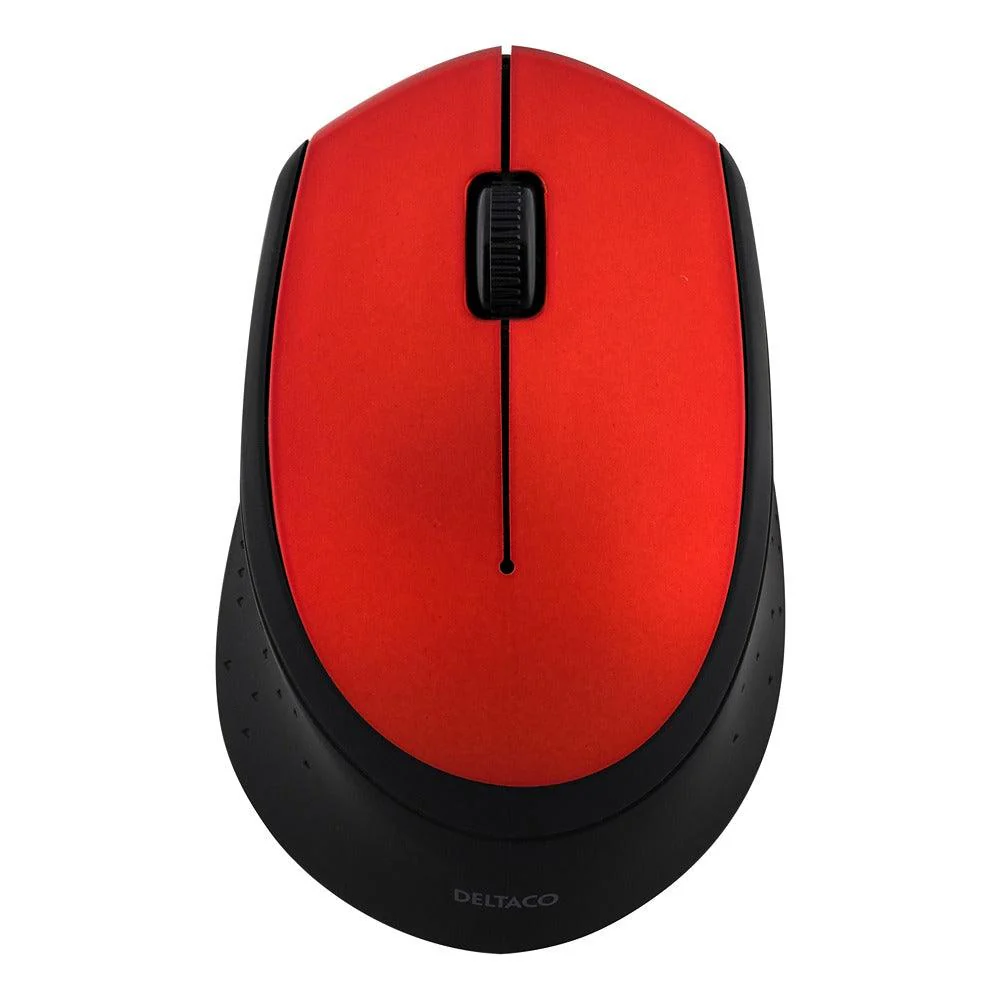 Deltaco Wireless Optical Mouse | Red, Ergonomic, Ambidextrous - Image 2
