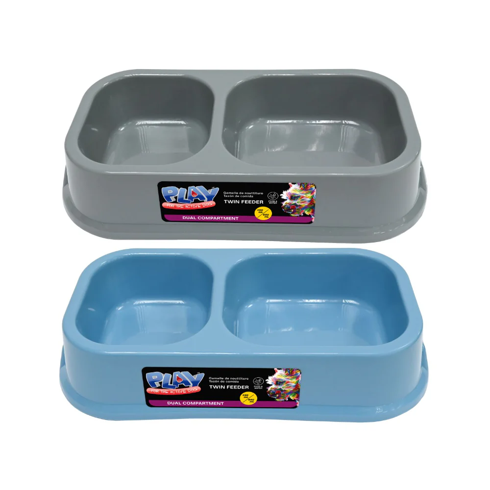 Dog Twin Feeding Bowl | 450ml and 650ml, Assorted Colours