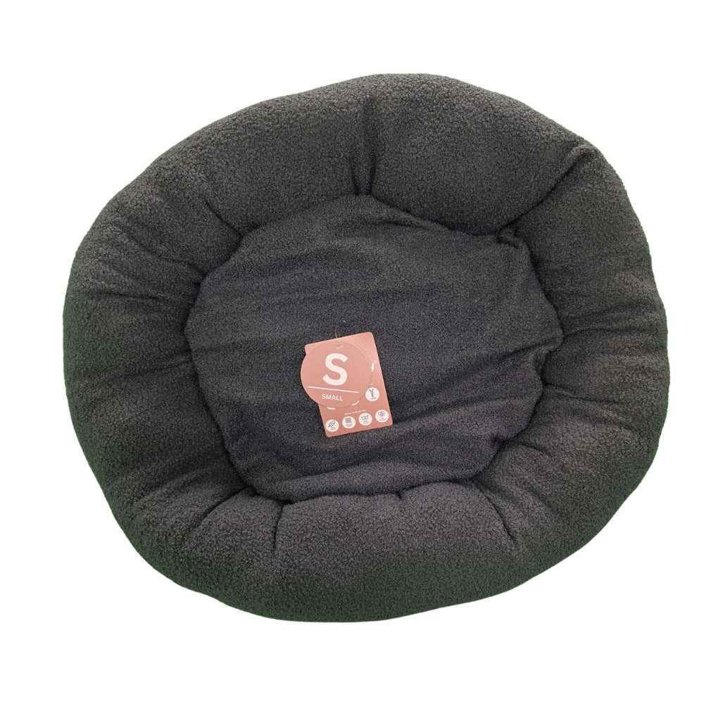 Donut Gaya Small Pet Bed | 60 x 60cm, Dark Grey, Easy-Clean - Image 2