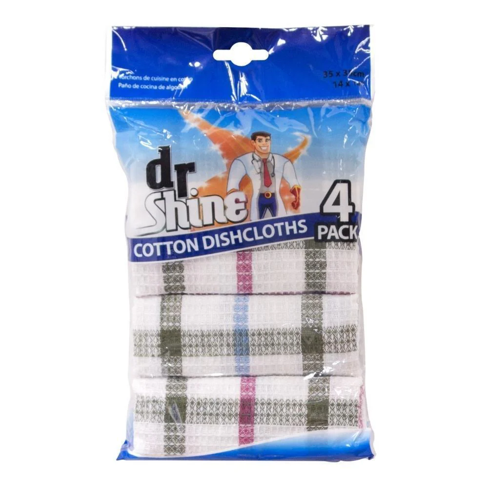 Dr Shine Cotton Dish Cloths | 35X35cm | Pack 4