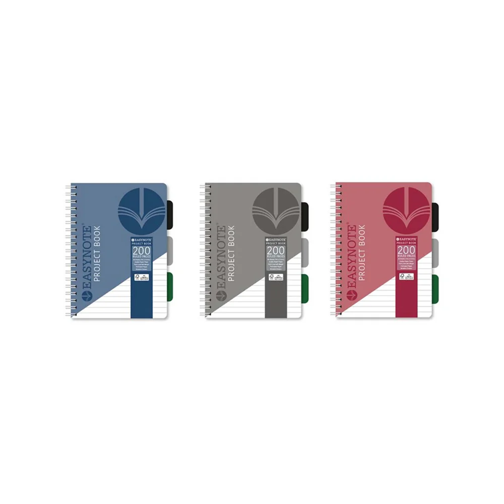 Easynote A5 Twin Wiro Project Book | 200 Ruled Pages, Assorted Colours