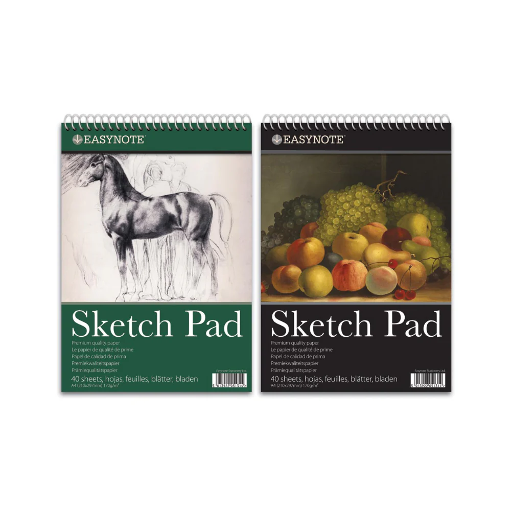 Easynote Artists' A4 Spiral Sketch Pad | 170gsm, 40 Sheets, Assorted Covers