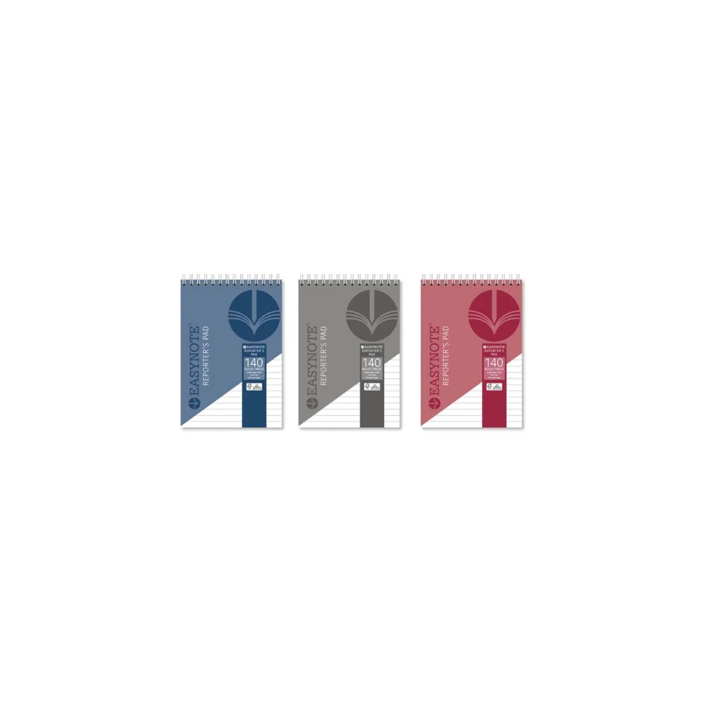 Easynote Reporter’s Notebook | Top-Spiral, 140 Ruled Pages, Assorted Colours