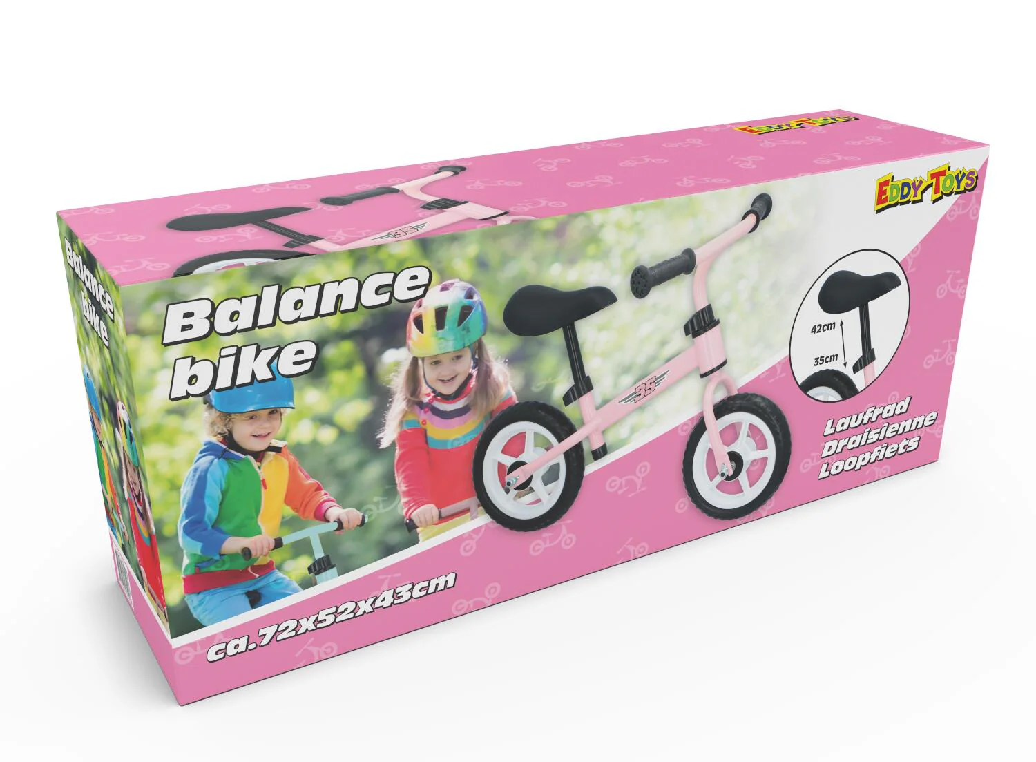 Eddy Toys Balance Bike | Blue & Pink | Adjustable & Lightweight - Image 4