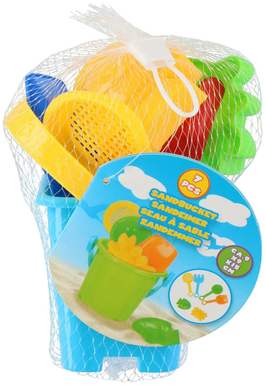 Eddy Toys Sandbucket Set | 7pce Durable Plastic | Mesh Bag - Image 2