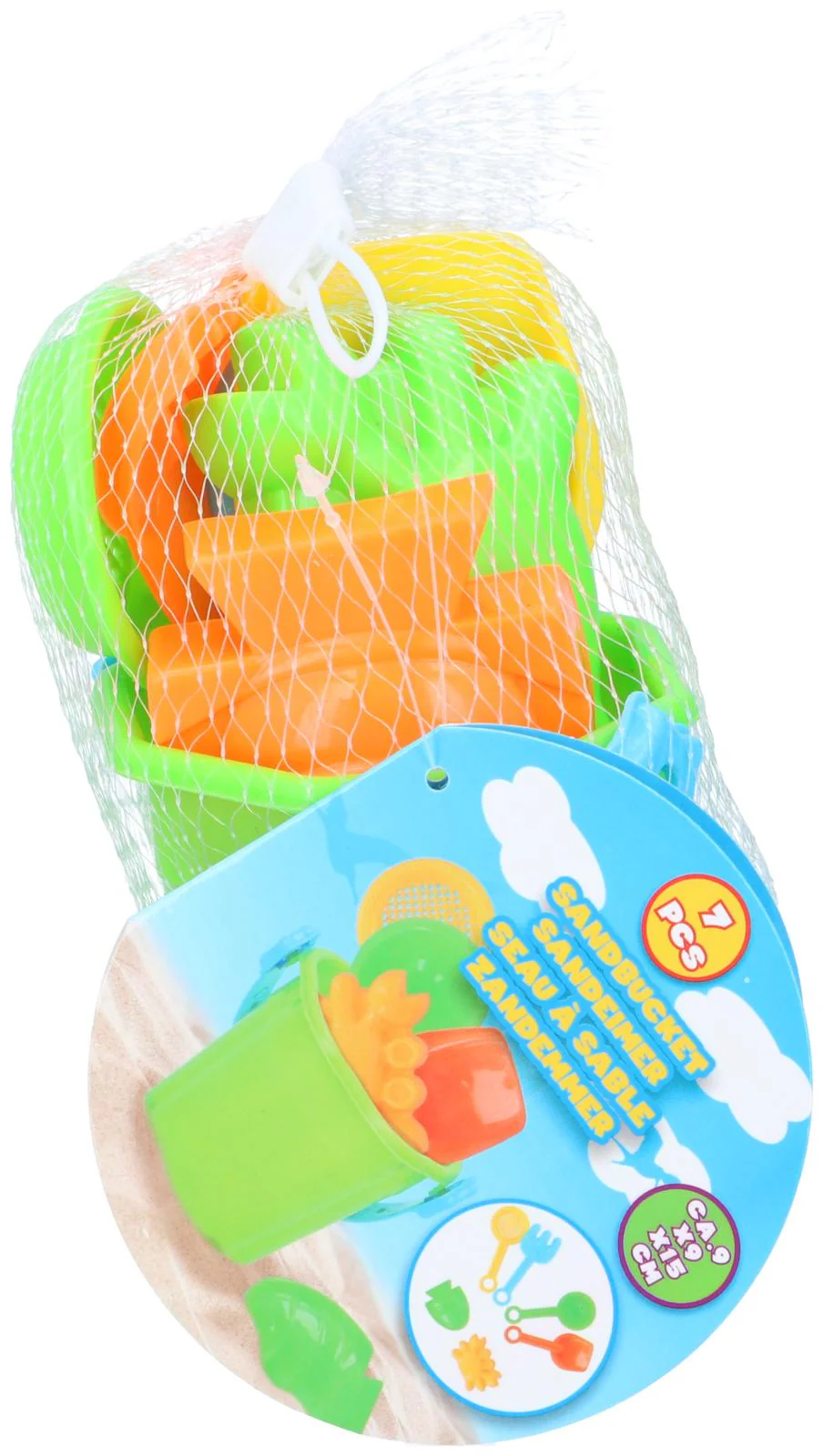 Eddy Toys Sandbucket Set | 7pce Durable Plastic | Mesh Bag - Image 4