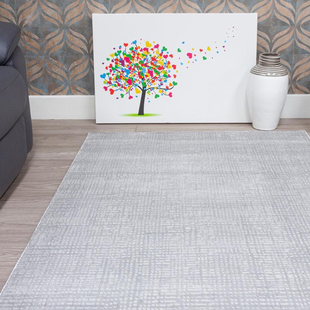 Elements Crisscross Grey Rug | Modern Geometric Design with Plush Comfort - Image 2
