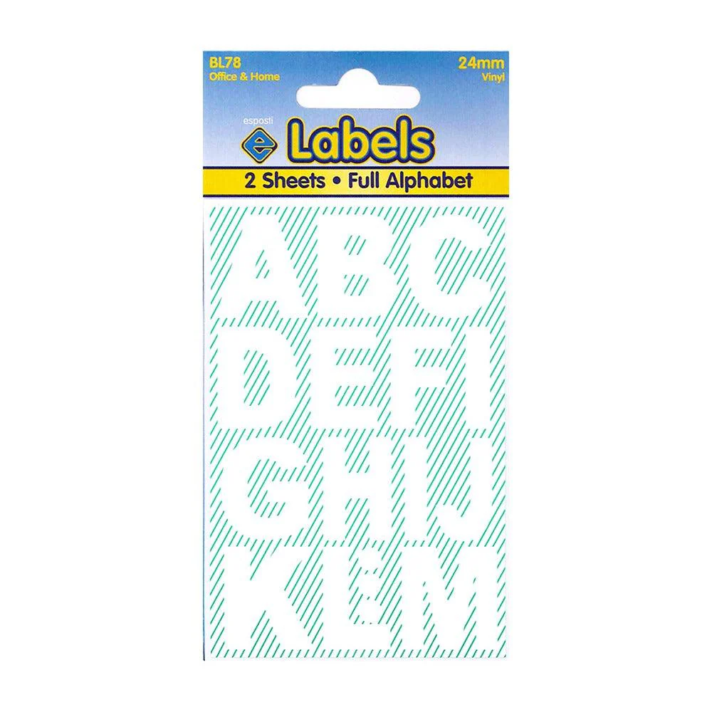 Esposti Adhesive Large Letters | White 24mm 2pk | Durable and Fade-Resistant