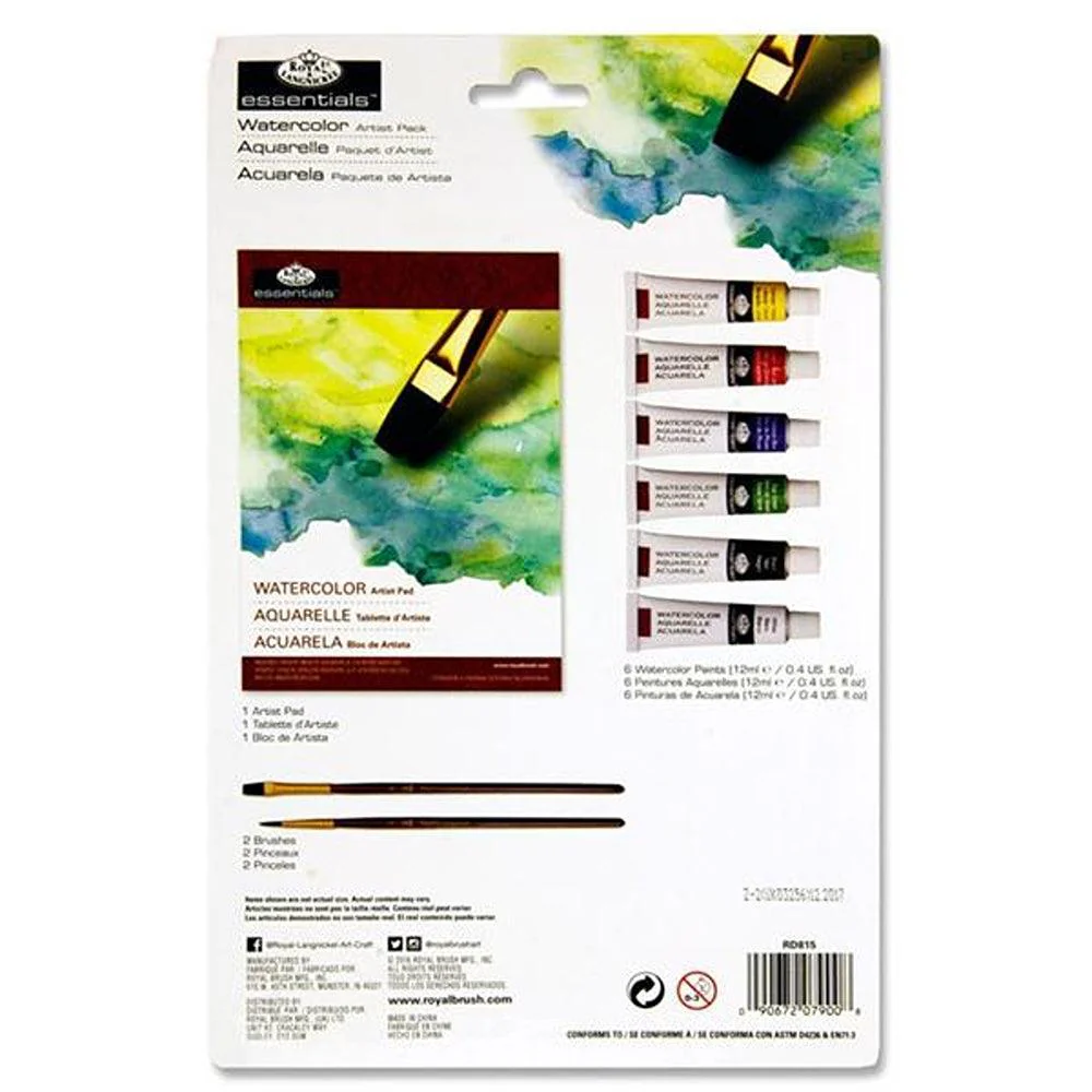 Essentials A5 Artist Watercolour Painting Pack | Includes Paint, Black Taklon, Paper Pad & Brushes | 9 Piece Set - Image 2