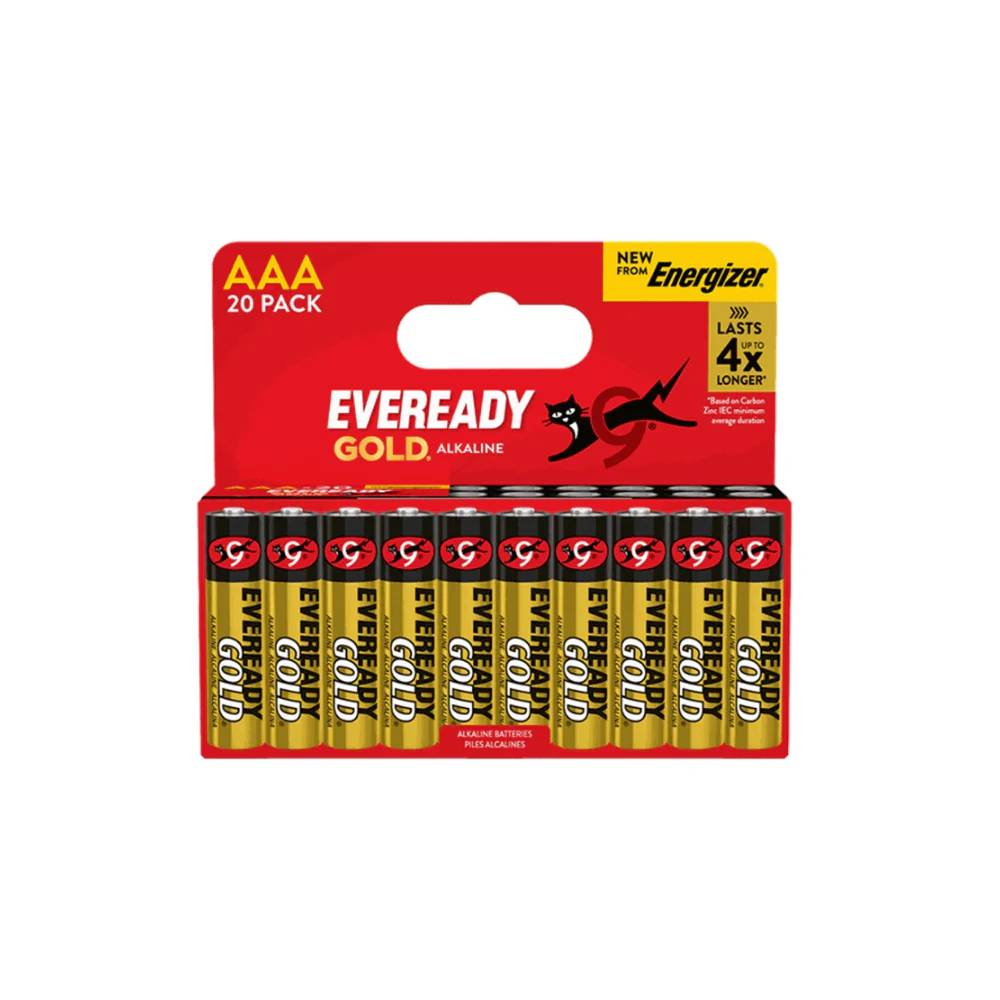 Eveready Gold AAA Alkaline Batteries | Pack of 20, Long Lasting