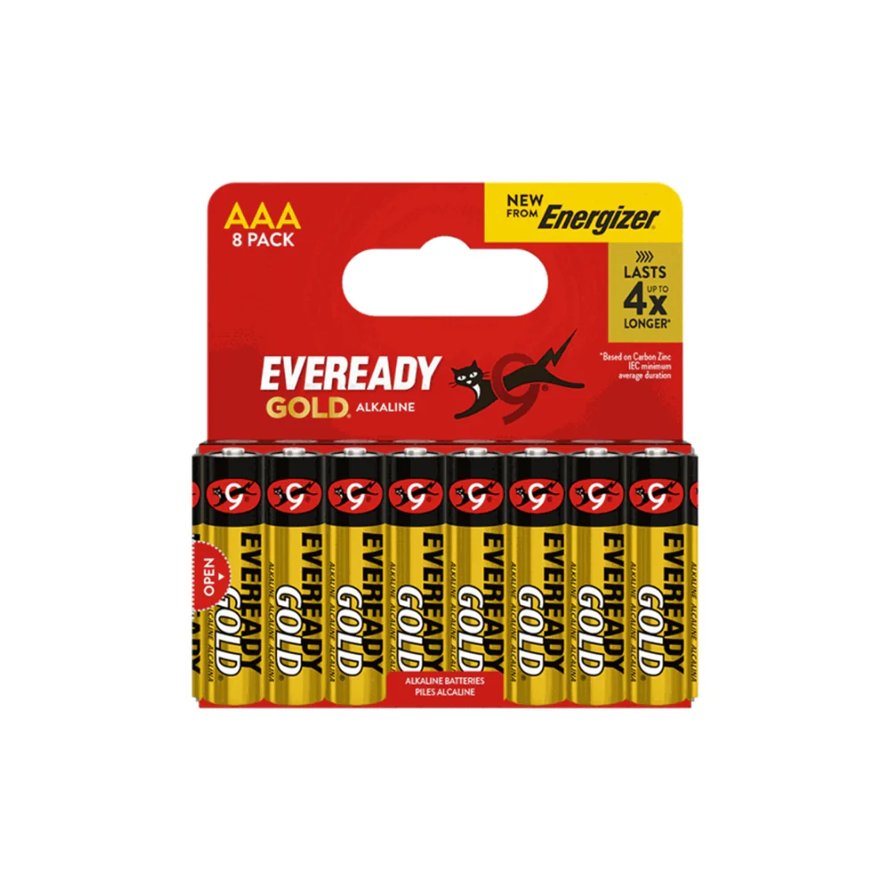 Eveready Gold AAA Alkaline Batteries | Pack of 8, Long Lasting