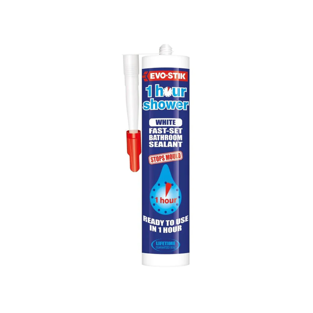 Evo-Stik 1 Hour White Shower and Bathroom Sealant | 310ml, Mould Resistant