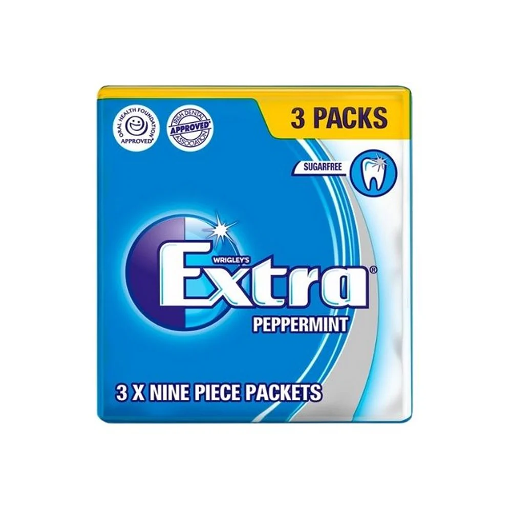 Extra Peppermint Sugar-Free Gum | 3 Pack | 9 Pieces Each