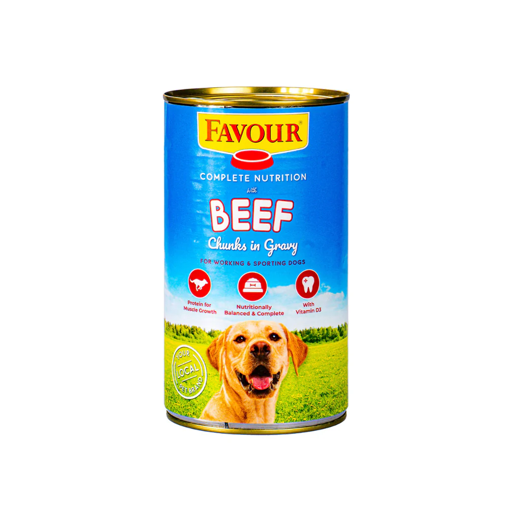 Favour Beef Chunks in Gravy Wet Dog Food | 1240g, Complete Nutrition