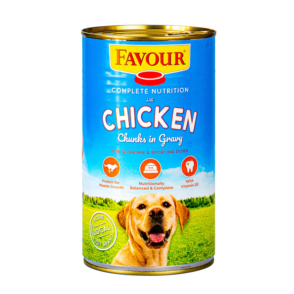 Favour Chicken Chunks in Gravy Wet Dog Food | 1240g, Working Dogs