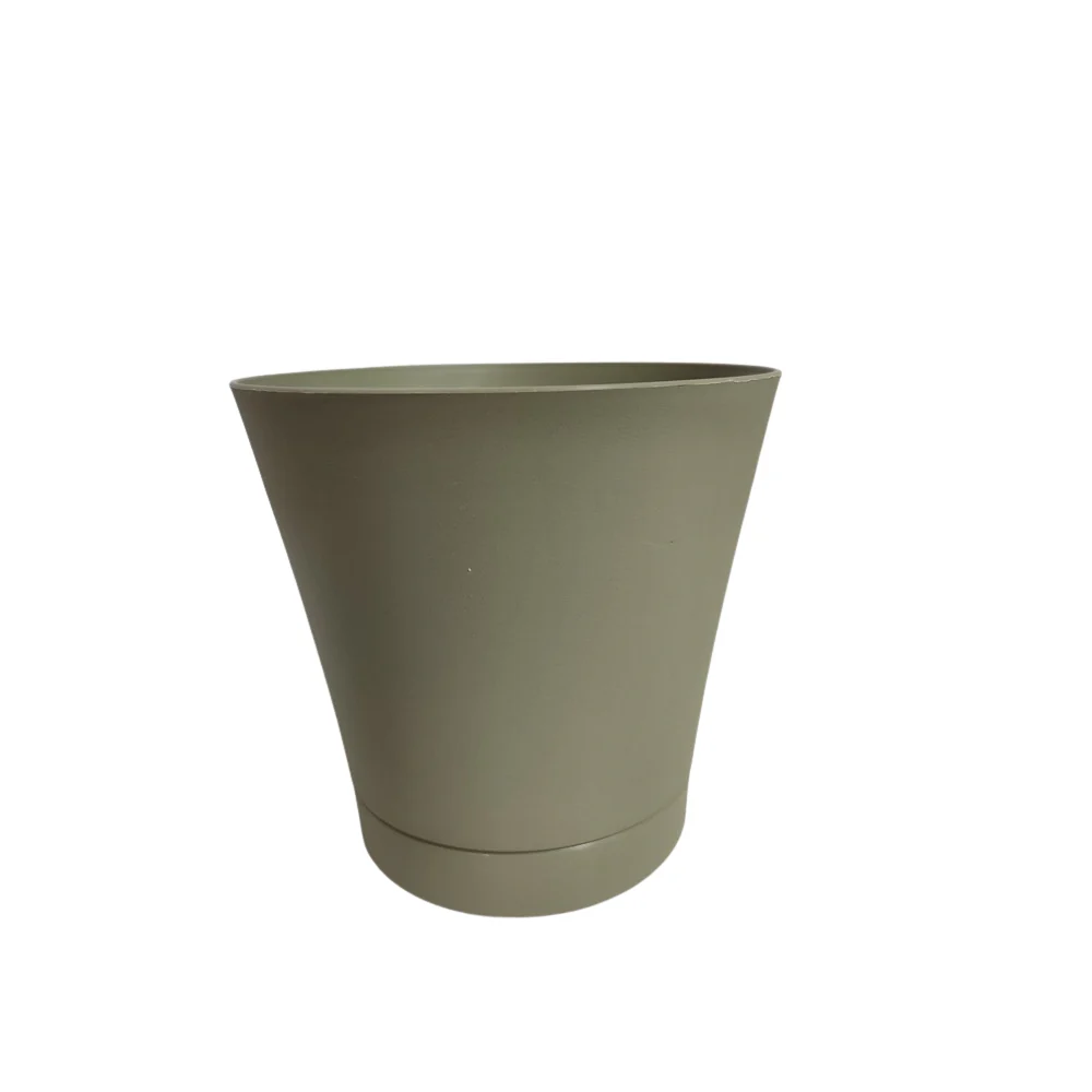 Fino Olive Green 15cm Tapered Plant Pot | Matte Finish, Deep Profile