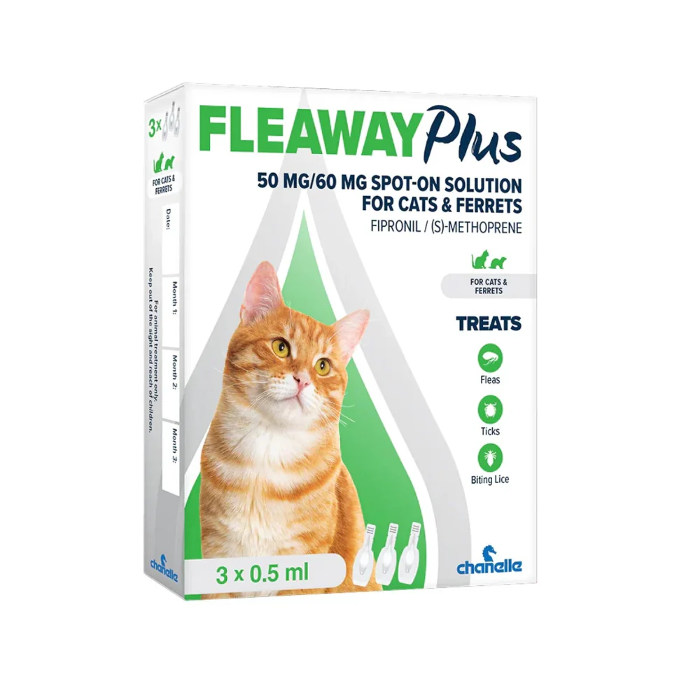 Fleaway Plus Cat Spot-On Flea and Tick Treatment | 50mg, Pack of 1 Applicators