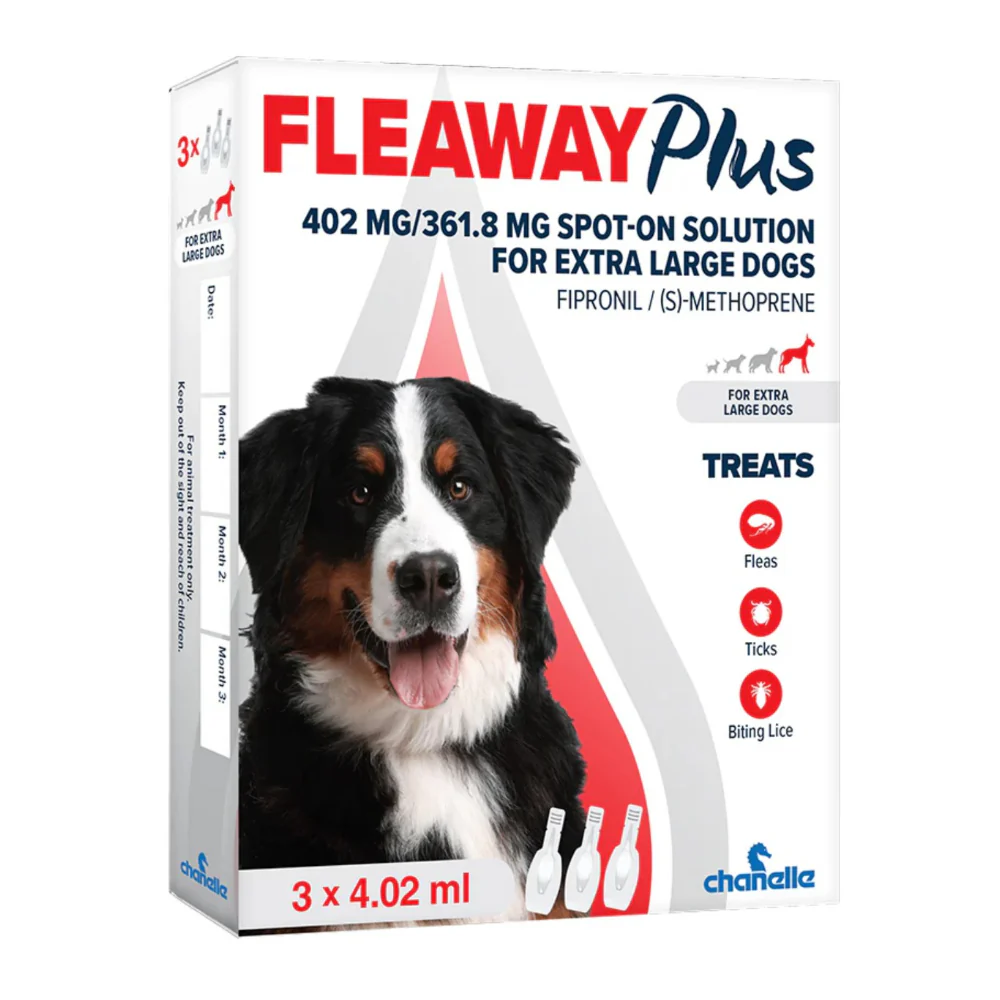 Fleaway Plus XL Dog Flea and Tick Spot-On Treatment | 402mg, Pack of 3