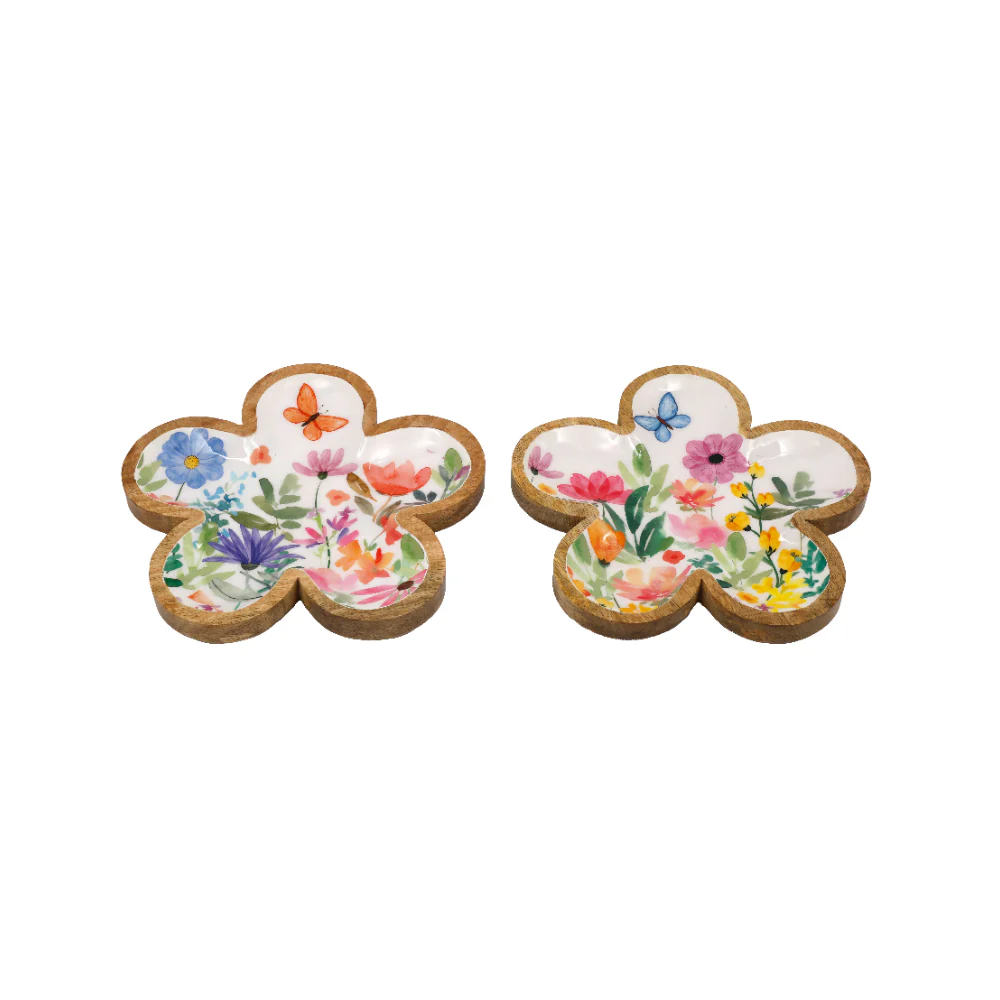 Flower Patterned Enamel Tray | 25 x 25cm, Square, Floral Design