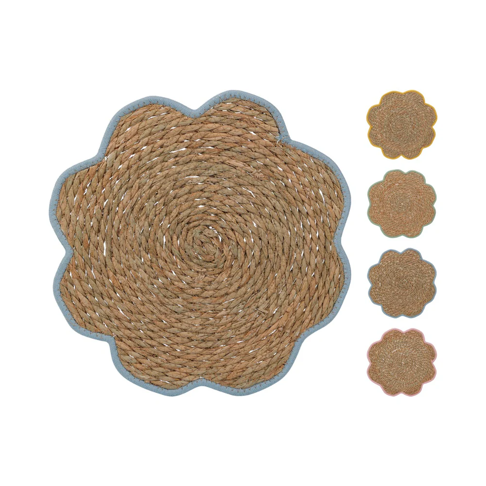 Flower-Shaped Woven Placemat | 37cm Diameter, Large Size, Round