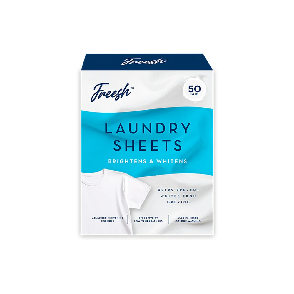 Freesh Laundry Whitening Sheets | Pack of 50, Low Temperature Wash