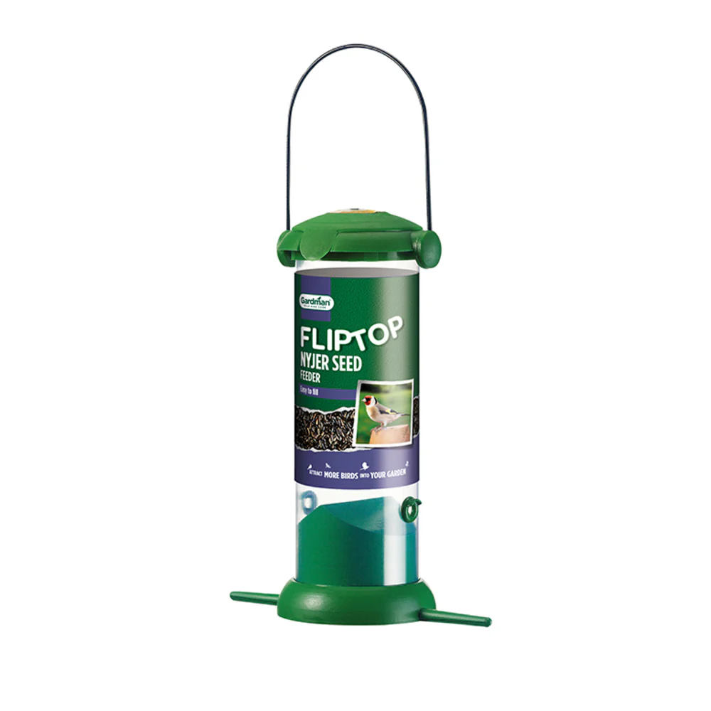 Gardman Flip Top Nyjer Seed Feeder | Green, Dual Feeding Ports
