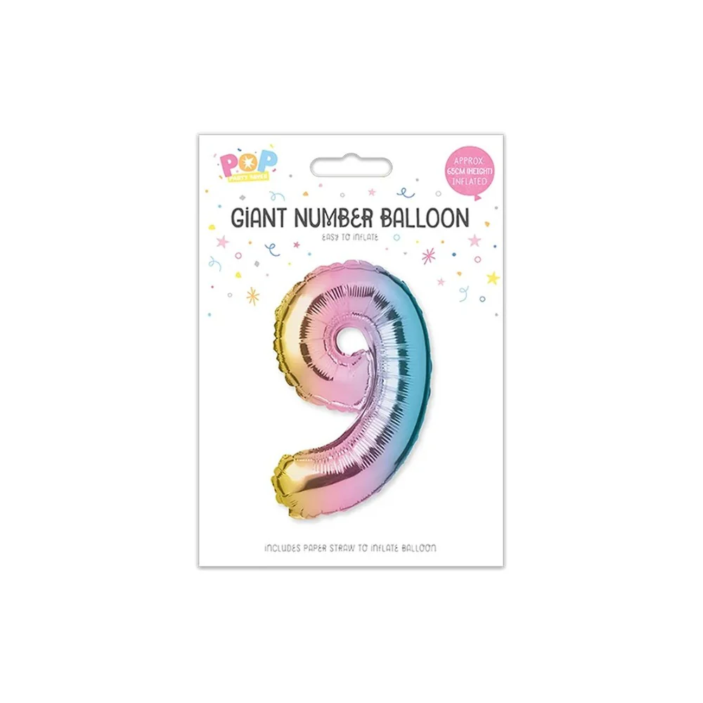 Giant Multicoloured Iridescent Foil Number Balloon | Assorted 0–9 - Image 11