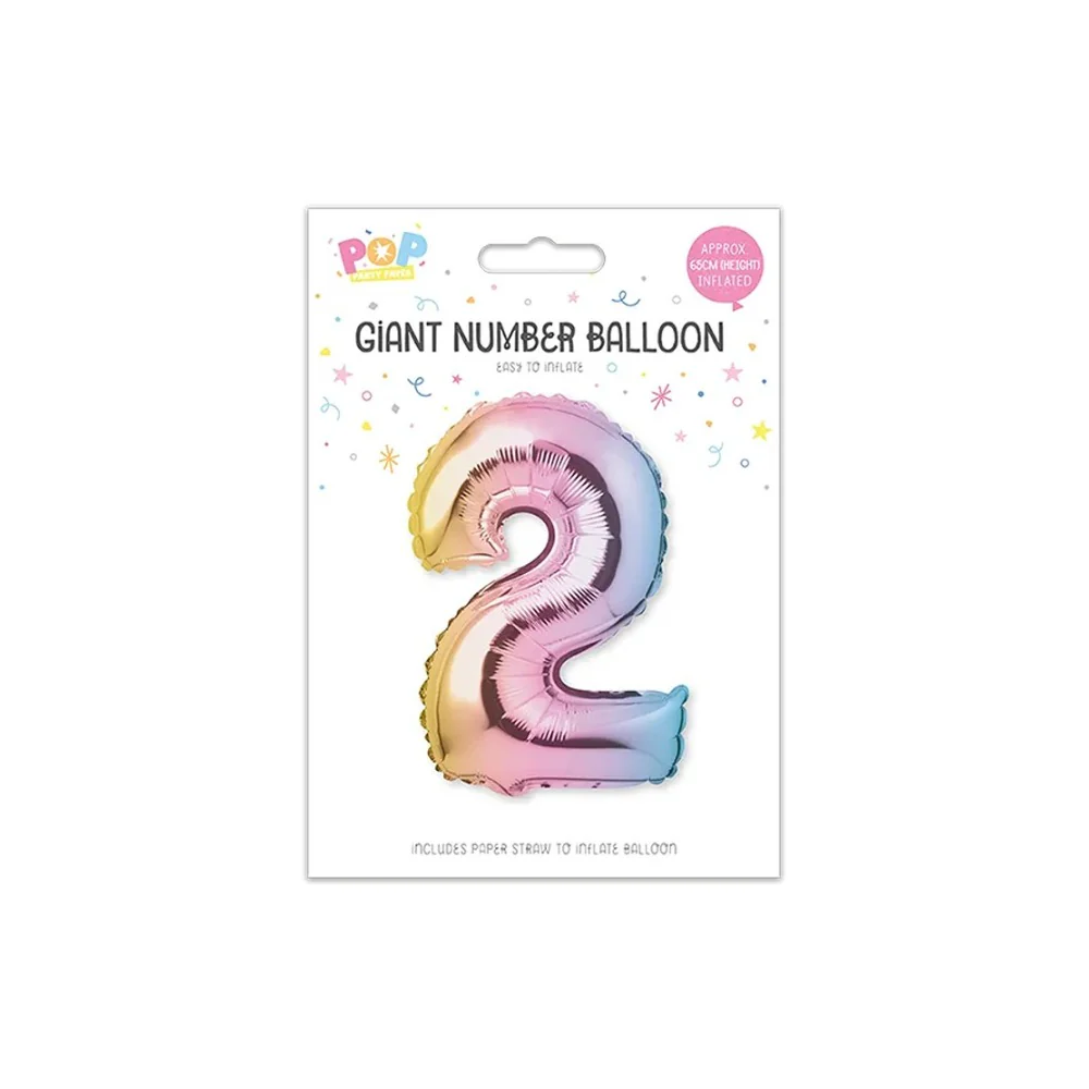 Giant Multicoloured Iridescent Foil Number Balloon | Assorted 0–9 - Image 4