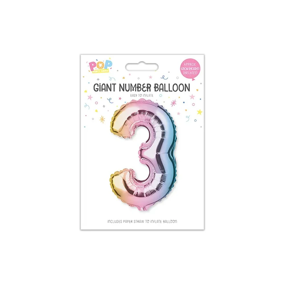 Giant Multicoloured Iridescent Foil Number Balloon | Assorted 0–9 - Image 5