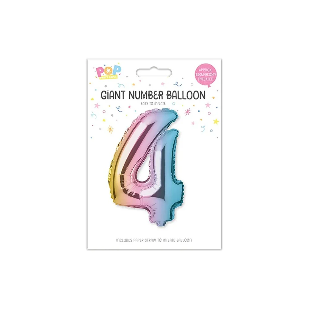Giant Multicoloured Iridescent Foil Number Balloon | Assorted 0–9 - Image 6