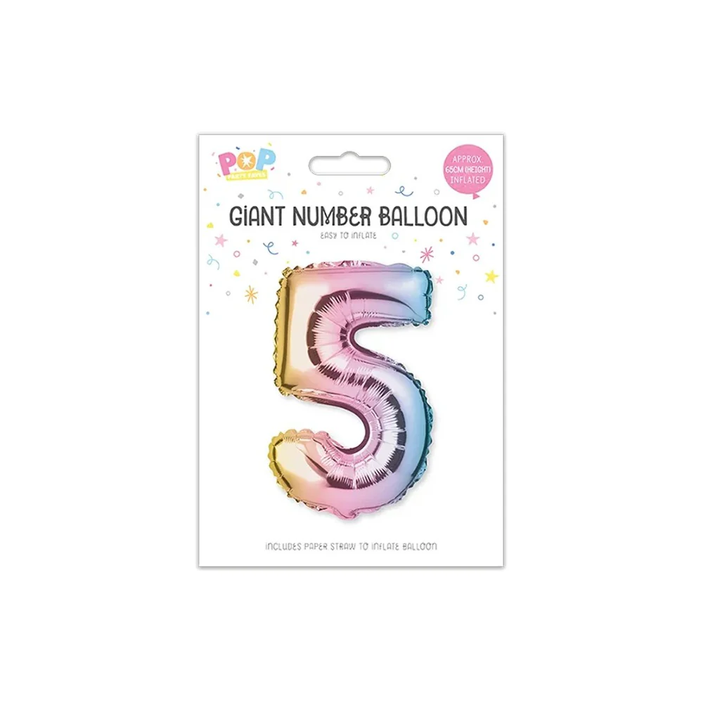 Giant Multicoloured Iridescent Foil Number Balloon | Assorted 0–9 - Image 7